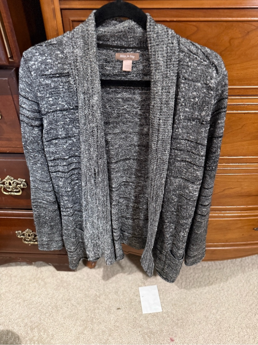 White Stag Gray Open-Front Shawl Collar Cardigan